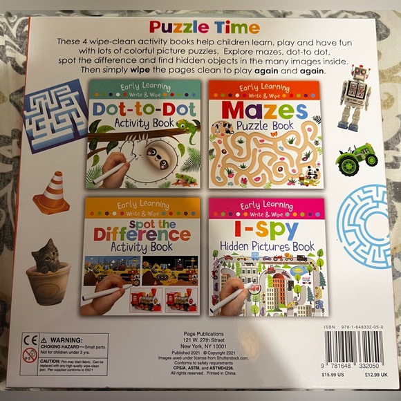EARLY LEARNING WRITE & WIPE “PUZZLE TIME” BOXED SET Lift-Flap & Wipe - Picture 2 of 8